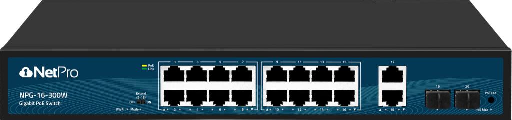 NetPro NPE-16-300W  19-Port smart PoE Switch  with 1SFP