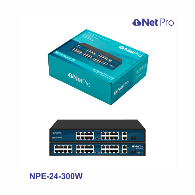 NetPro NPE-24-300W Gigabit uplink 27-port AI PoE switch
