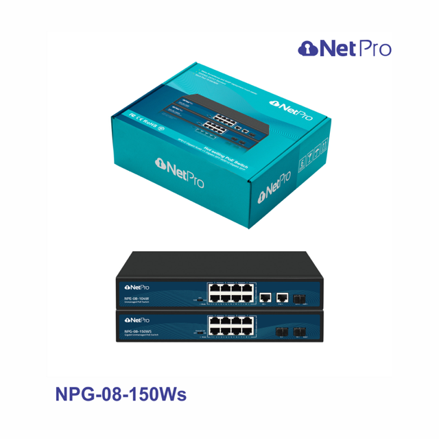 NetPro NPG-08-150WS 10-Port Gigabit Intelligent PoE Switch with 2SFP Ports