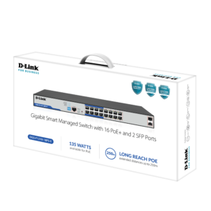 D-LINK DGS-F1210-18PS-E 18-Port Gigabit Smart Managed PoE+ Switch with 16 PoE+ Ports (8 Long Reach 250m)