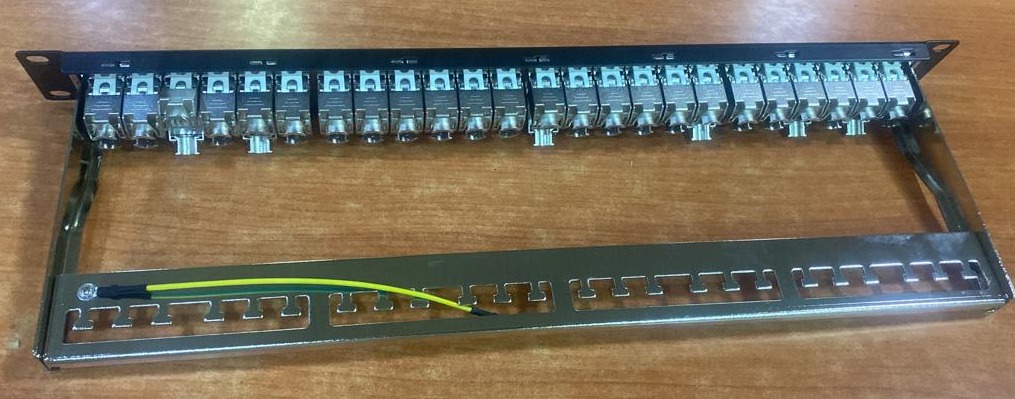 Netpro 24-Port Cat6A Shielded Patch Panel, 1U 19" Metal Housing, 10G Ready, Cat5e,Cat6,Cat6A Compatible, Cable Management, Color-Coded Labeling for T568A and T568B Wiring, Black, NT-6ASFTP-PP-24,