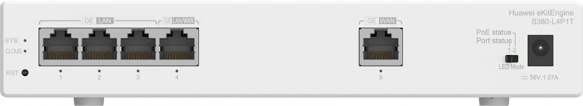 S380-L4P1T, 1*GE WAN, 4*GE LAN(PoE+, 50W)