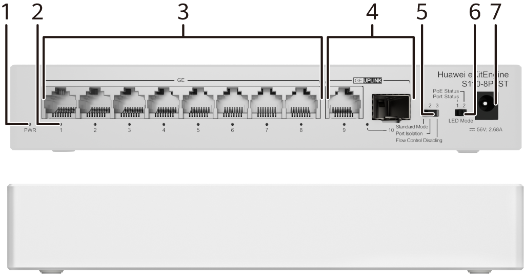 S110-8P2ST (8*10/100/1000BASE-T ports, PoE+, 1*GE SFP port, 1*10/100/1000BASE-T port, AC power, power adapter)